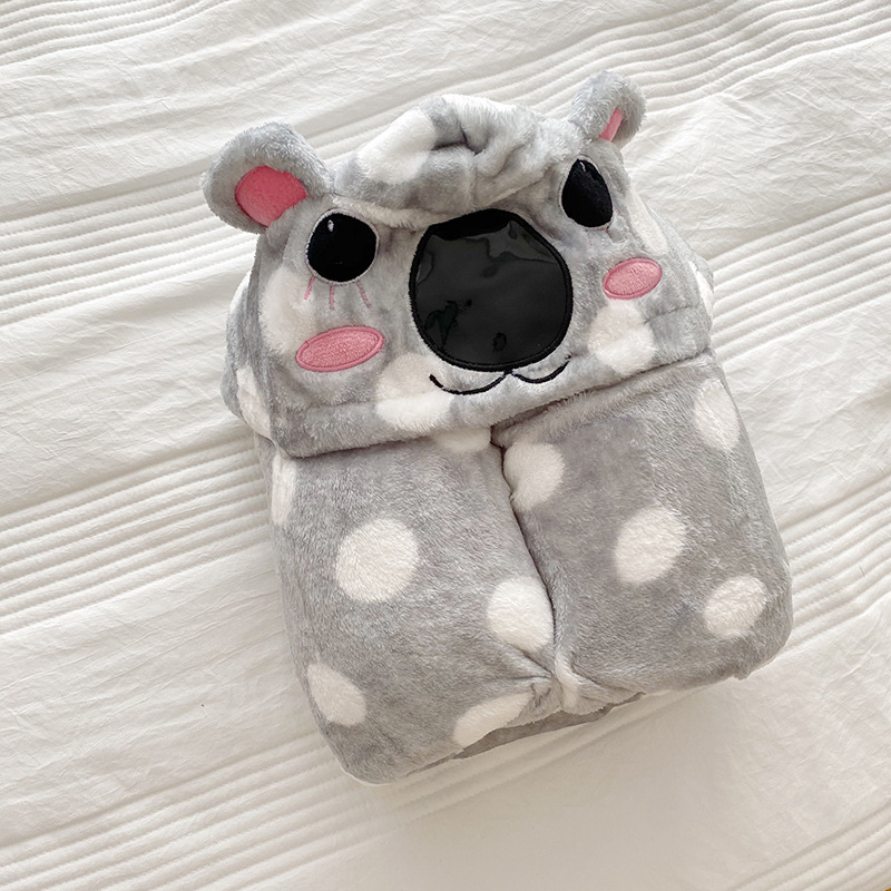 Grey Koala Woolen Fleece Blanket Hooded For Kids