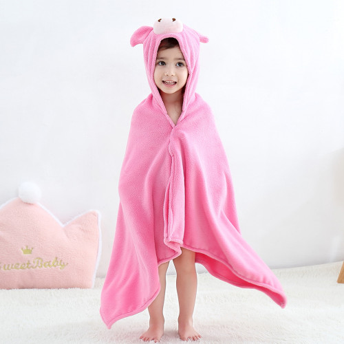 Kid Pink Pig Hooded Bathrobe Cape Bathrobe Cloak