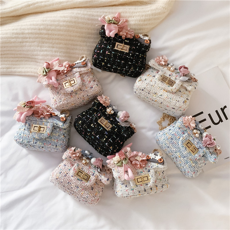 Fashion Flowers Pearls Crossbody Shoulder Bag for Toddlers Kids