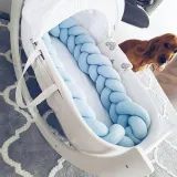 Infant Soft Pad Braided Crib Bumper Knot Pillow Cushion Cradle Decor for Baby