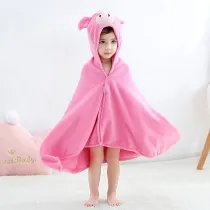 Kid Pink Pig Hooded Bathrobe Cape Bathrobe Cloak