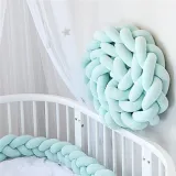 Infant Soft Pad Braided Crib Bumper Knot Pillow Cushion Cradle Decor for Baby