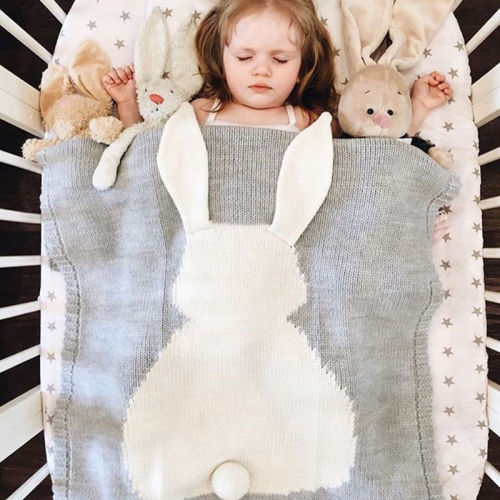 Print Knit Rabbit Sleeping Blanket