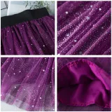 Kid Girl Silver Sequins Stars Crescent Moon Tutu Skirt