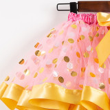 Toddler Kid Girl Color Matching Gold Dots Tutu Skirt