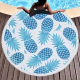Print Pineapples Round Tassels Cotton Beach Towel Blanket Table Cover Wall Hanging