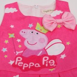 Toddler Girls Print Peppa Pig Angel Crown Bowknot Sleeveless A-line Dress