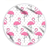 Print Flamingos Round Tassels Cotton Beach Towel Blanket Table Cover Wall Hanging