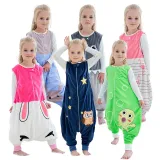 Unisex Kids Split Legs Animals Sleeping Bag Winter Zipper Sleepwear Sleeveless Warm Pajamas