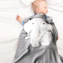 Cute Grey Elephant Knit Blanket For Kids