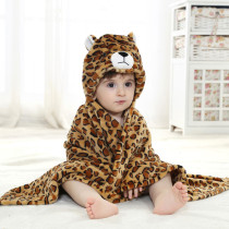 Kid Leopard Hooded Bathrobe Cape Bathrobe Cloak