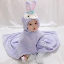 Kid Purple Rabbit Face Hooded Bathrobe Cape Bathrobe Cloak