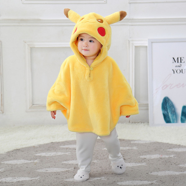 Baby Yellow Pikachu Pokemon Flannel Cloak Warm Winter Hooded Cape