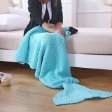 Kids & Adult Crochet Knit Mermaid Tail Blanket Sleeping Bag
