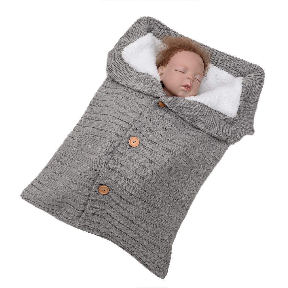 Newborn Baby Wrap Swaddle Knit Blanket Thick Fleece Sleeping Bag