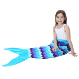 Kids Mermaid Tail Stripes Design Flannel Blanket Sleeping Bag