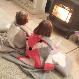 Print Knit Fox Sleeping Blanket
