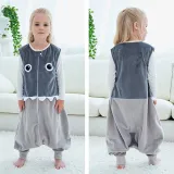 Unisex Kids Split Legs Animals Sleeping Bag Winter Zipper Sleepwear Sleeveless Warm Pajamas