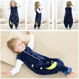 Unisex Kids Split Legs Animals Sleeping Bag Winter Zipper Sleepwear Sleeveless Warm Pajamas