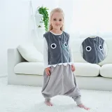 Unisex Kids Split Legs Animals Sleeping Bag Winter Zipper Sleepwear Sleeveless Warm Pajamas