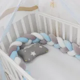 Infant Soft Pad Braided Crib Bumper 3 Color Knot Pillow Cushion Cradle Decor for Baby