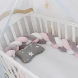 Infant Soft Pad Braided Crib Bumper 3 Color Knot Pillow Cushion Cradle Decor for Baby
