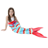 Kids Mermaid Tail Stripes Design Flannel Blanket Sleeping Bag