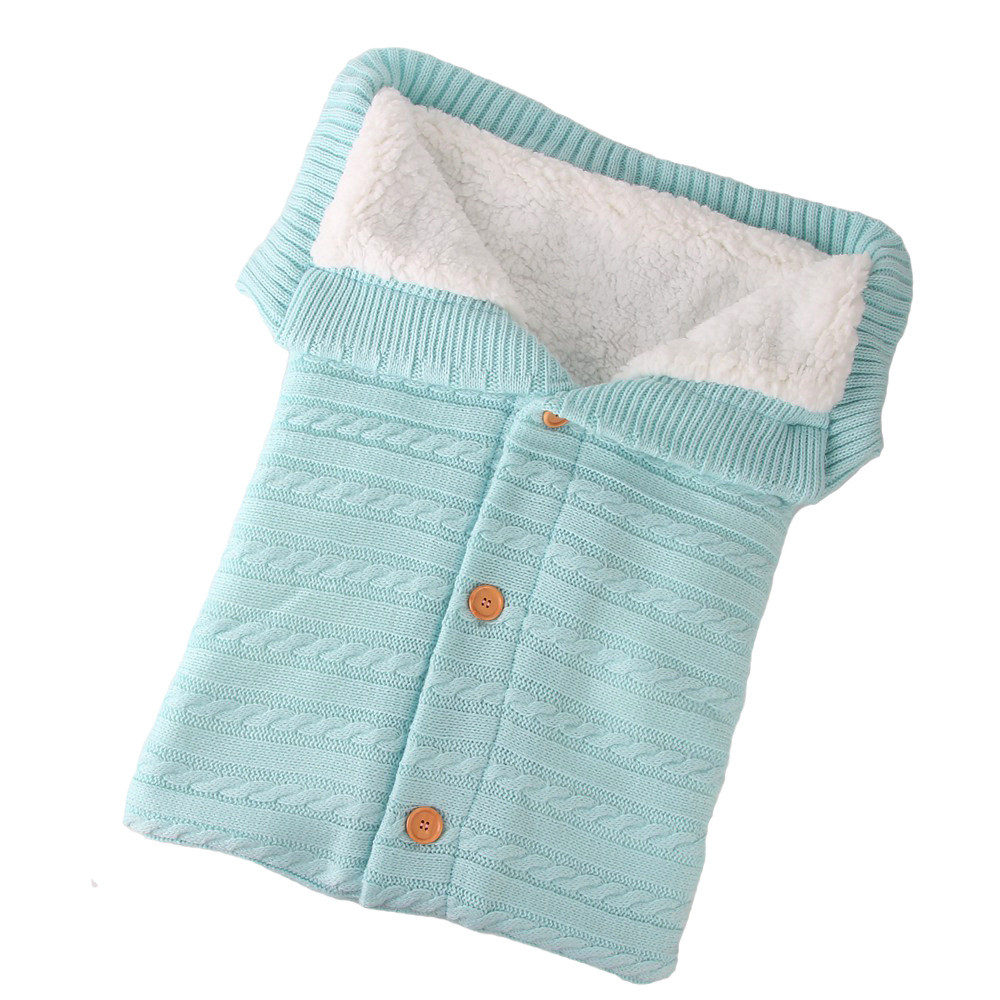 Newborn Baby Wrap Swaddle Knit Blanket Thick Fleece Sleeping Bag