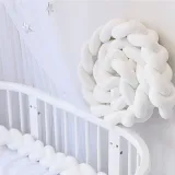 Infant Soft Pad Braided Crib Bumper Knot Pillow Cushion Cradle Decor for Baby