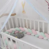 Infant Soft Pad Braided Crib Bumper 3 Color Knot Pillow Cushion Cradle Decor for Baby