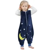 Unisex Kids Split Legs Animals Sleeping Bag Winter Zipper Sleepwear Sleeveless Warm Pajamas