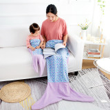 Kids Mermaid Tail Ombre Fish Scale Design Flannel Blanket Sleeping Bag