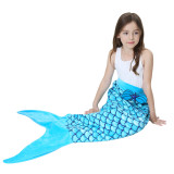 Kids Mermaid Tail Fish Scale Design Flannel Blanket Sleeping Bag