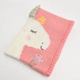 Cute Unicorn Ice Cream Knit Blanket For Kids