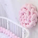 Infant Soft Pad Braided Crib Bumper Knot Pillow Cushion Cradle Decor for Baby