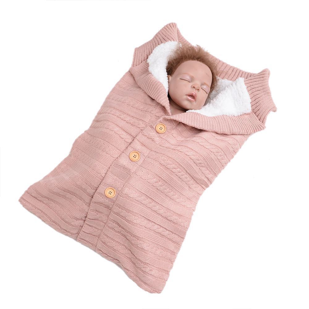 Newborn Baby Wrap Swaddle Knit Blanket Thick Fleece Sleeping Bag
