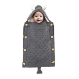 Newborn Baby Wrap Swaddle Knit Blanket Thick Fleece Cute Fox Sleeping Bag