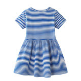 Toddler Kids Girls Blue Stripes Rainbow Clouds Cotton A line Dress