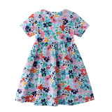 Toddler Kids Girls Print Flowers Short Sleeves Cotton Summer Dress