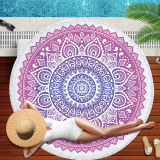 Print Mandala Lotus Flower Round Tassels Cotton Beach Towel Blanket Table Cover Wall Hanging