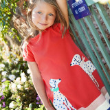 Toddler Kids Girls Print Dots Dogs Stripes Cotton T-shirt Dress