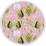 Print Fruit Avocados Round Tassels Cotton Beach Towel Blanket Table Cover Wall Hanging