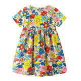 Toddler Kids Girls Print Flowers Short Sleeves Cotton Summer Dress
