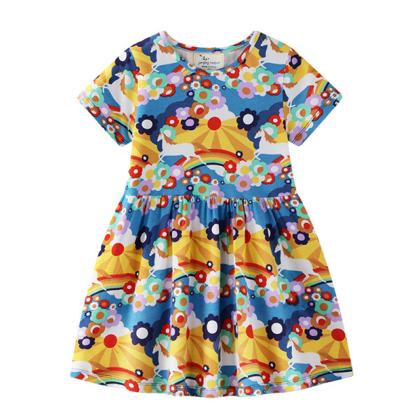 Girls Unicorn Printed Cotton dress(2-4 Yrs, 6-8 yrs, 8-10 Yrs)