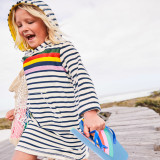 Toddler Kids Girls Print Rainbow Mermaid Strawberry Stripes Hooded Long Sleeves Dress
