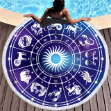 Print 12 Constellations Round Tassels Cotton Beach Towel Blanket Table Cover Wall Hanging