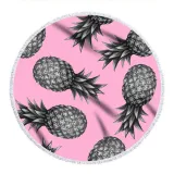 Print Pineapples Round Tassels Cotton Beach Towel Blanket Table Cover Wall Hanging