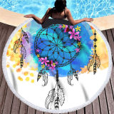 Print Rainbow Dreamcatcher Round Tassels Cotton Beach Towel Blanket Table Cover Wall Hanging