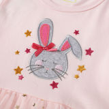 Toddler Kids Girls Eembroidery Rabbit Sequins Gold Stars Tutu Short Sleeves Dress