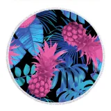 Print Pineapples Round Tassels Cotton Beach Towel Blanket Table Cover Wall Hanging